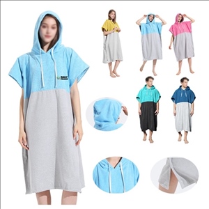 Microfiber Terry Towel Bathrobe Hooded Poncho